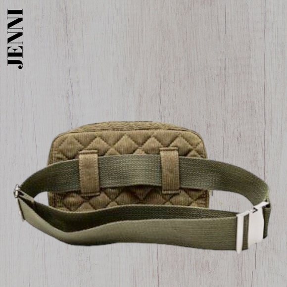 JENNI Quilted Corduroy Top Zip Sling Bag BeltBag/Belt Bag Olive Green-Size S/M - Picture 2 of 14